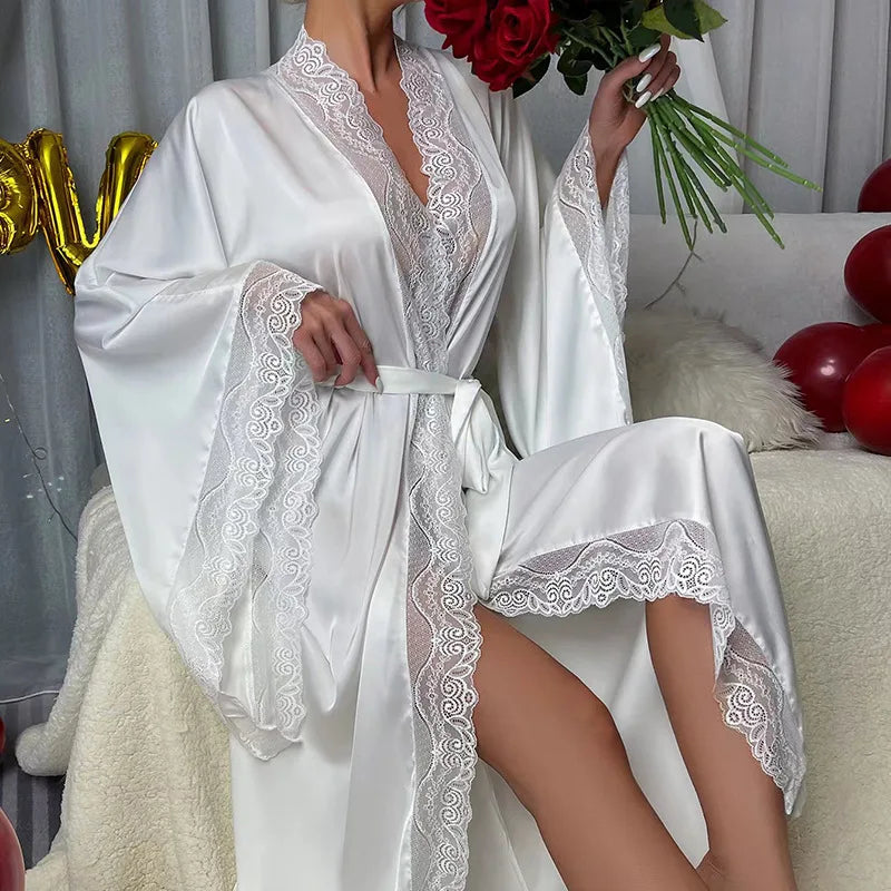Peignoir long satin de