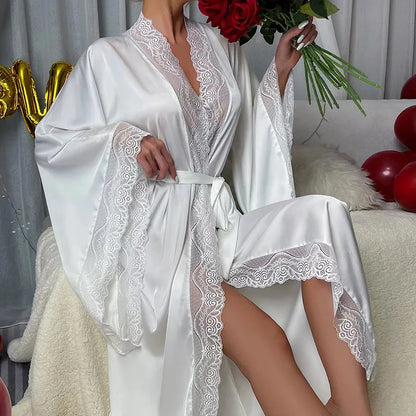 Peignoir long satin de