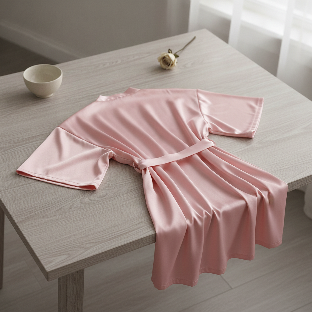 Peignoir kimono satin bleu