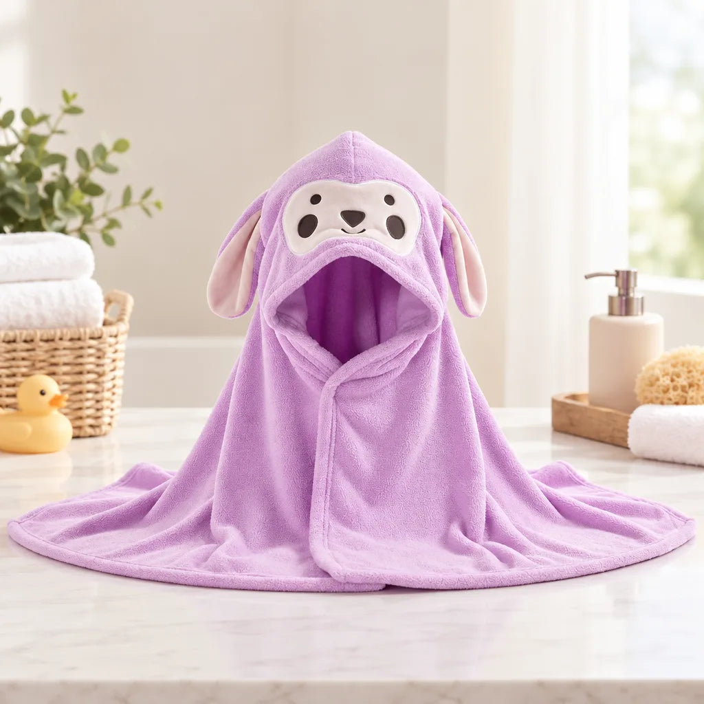Serviette bébé capuche singe