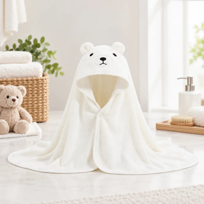 Serviette bébé capuche ours
