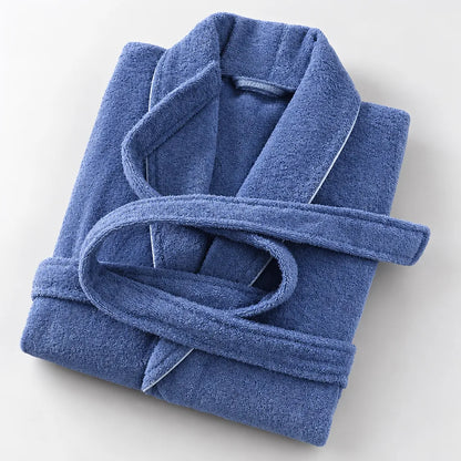Peignoir éponge bleu coton