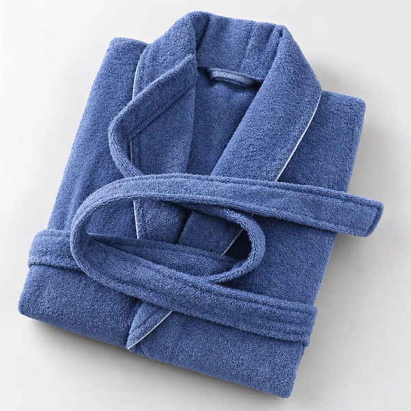 Peignoir éponge bleu coton