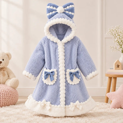 Peignoir enfant molleton corail