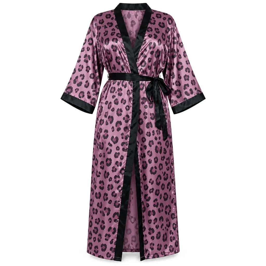 Peignoir kimono léopard violet