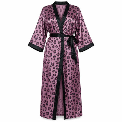 Peignoir kimono léopard violet