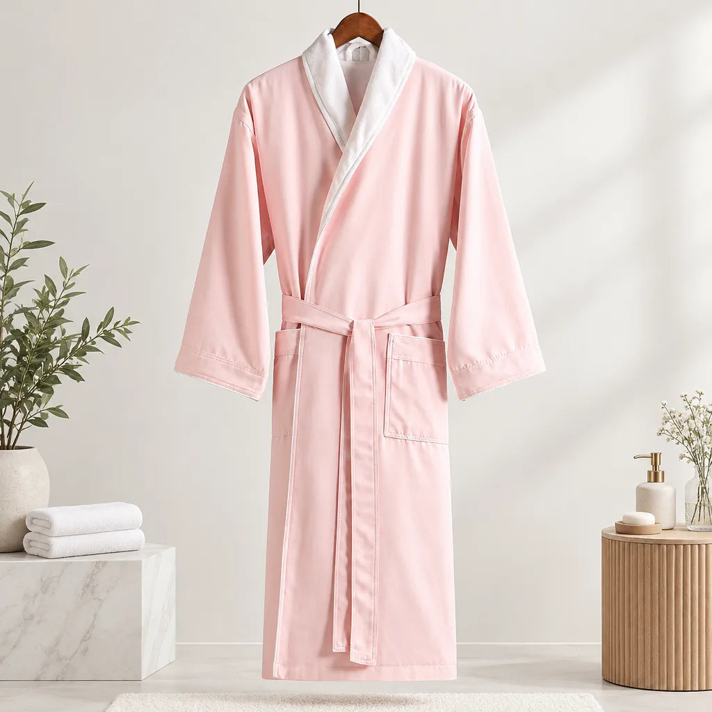 Peignoir kimono absorbant rose