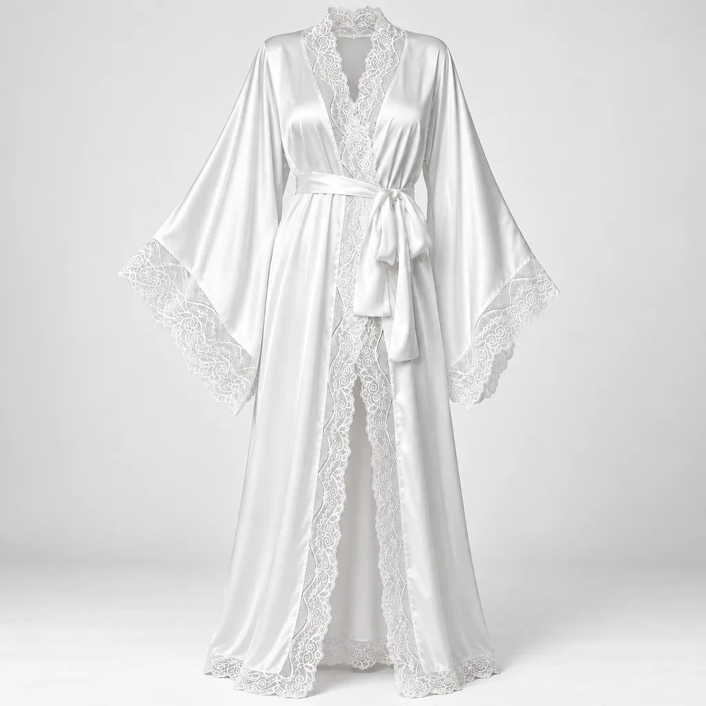 Peignoir long satin de
