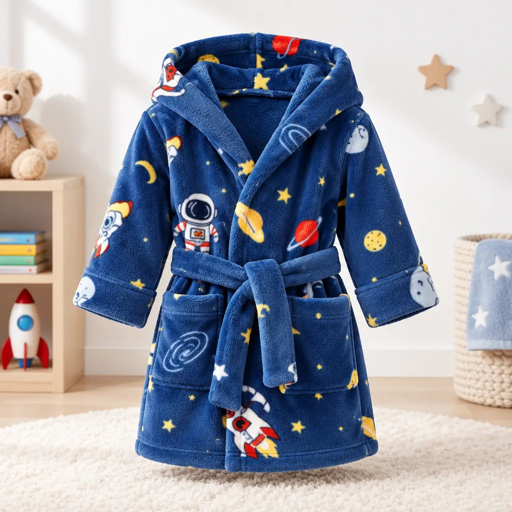 Peignoir enfant flanelle capuche