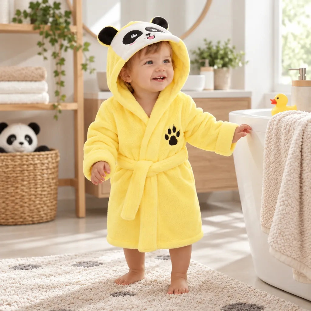 Peignoir bébé panda capuche