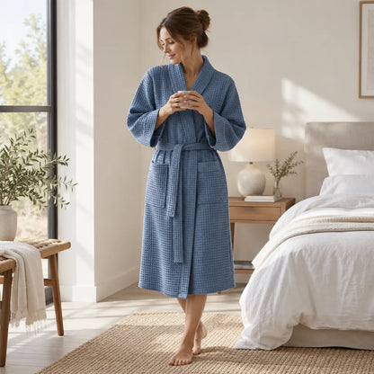 Peignoir Kimono Coton Gaufre