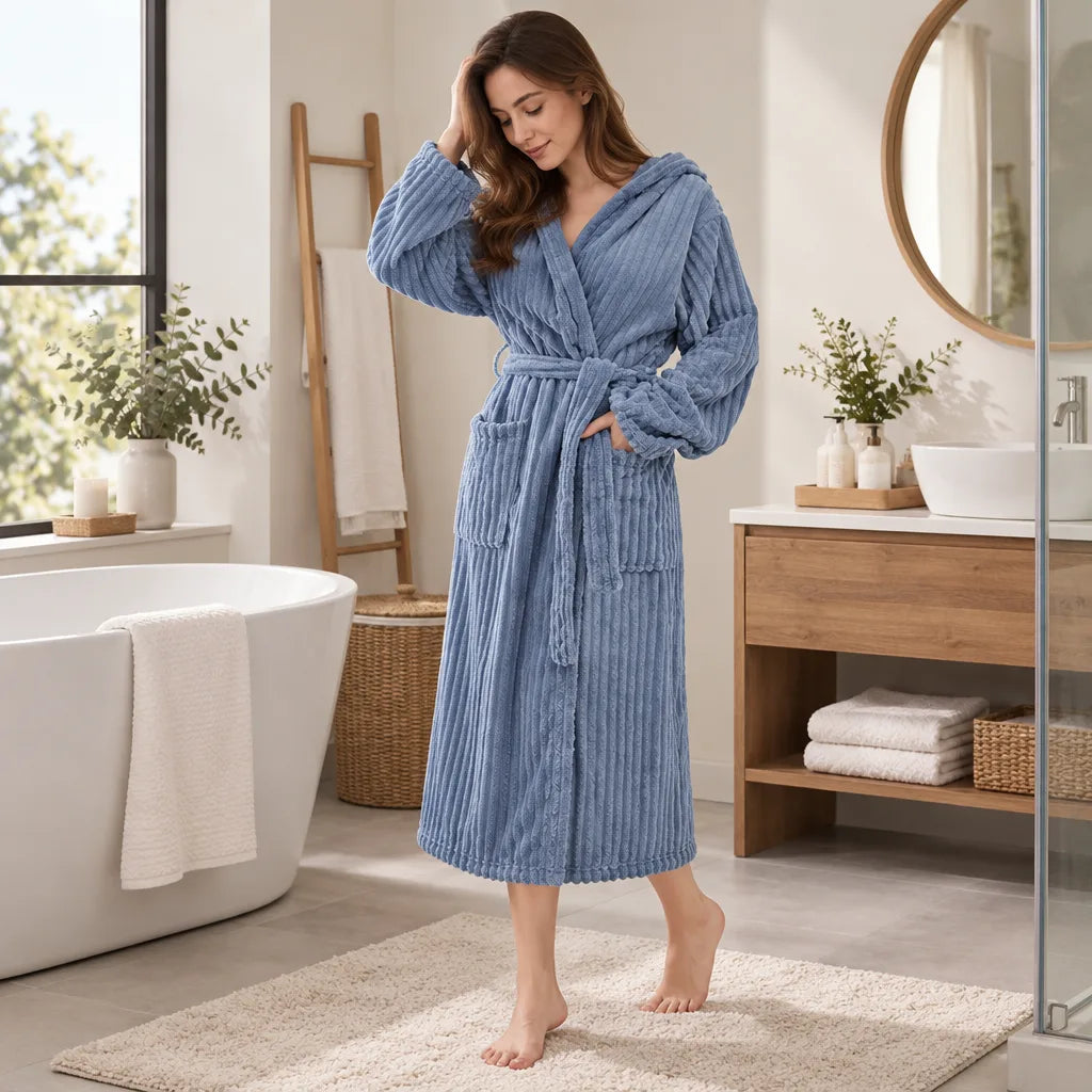 Peignoir bleu brume à