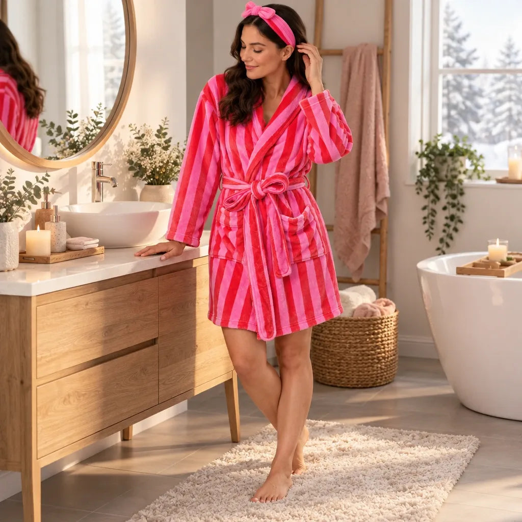 Robe polaire rayée Y2K