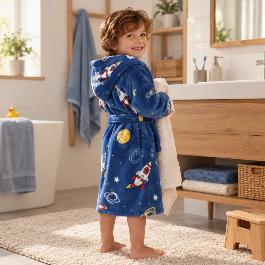 Peignoir enfant flanelle capuche