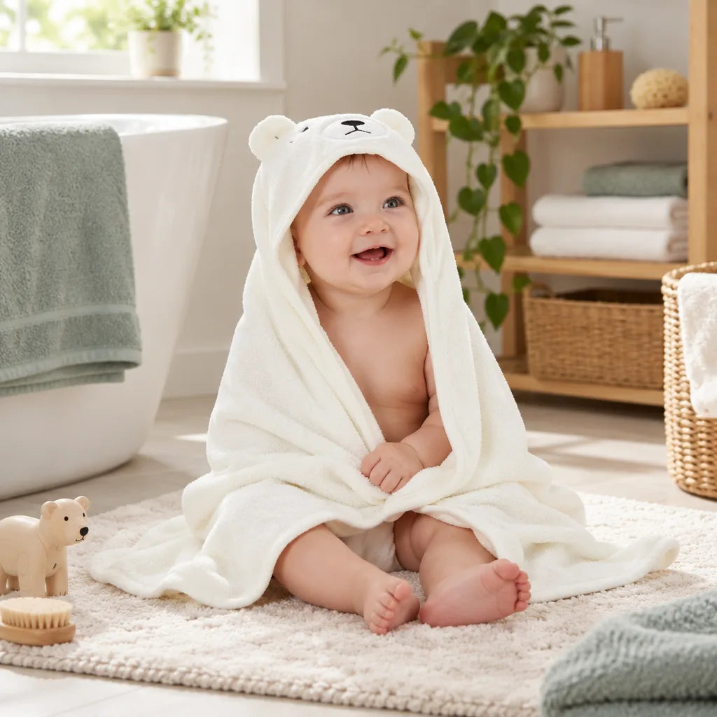 Serviette bébé capuche ours