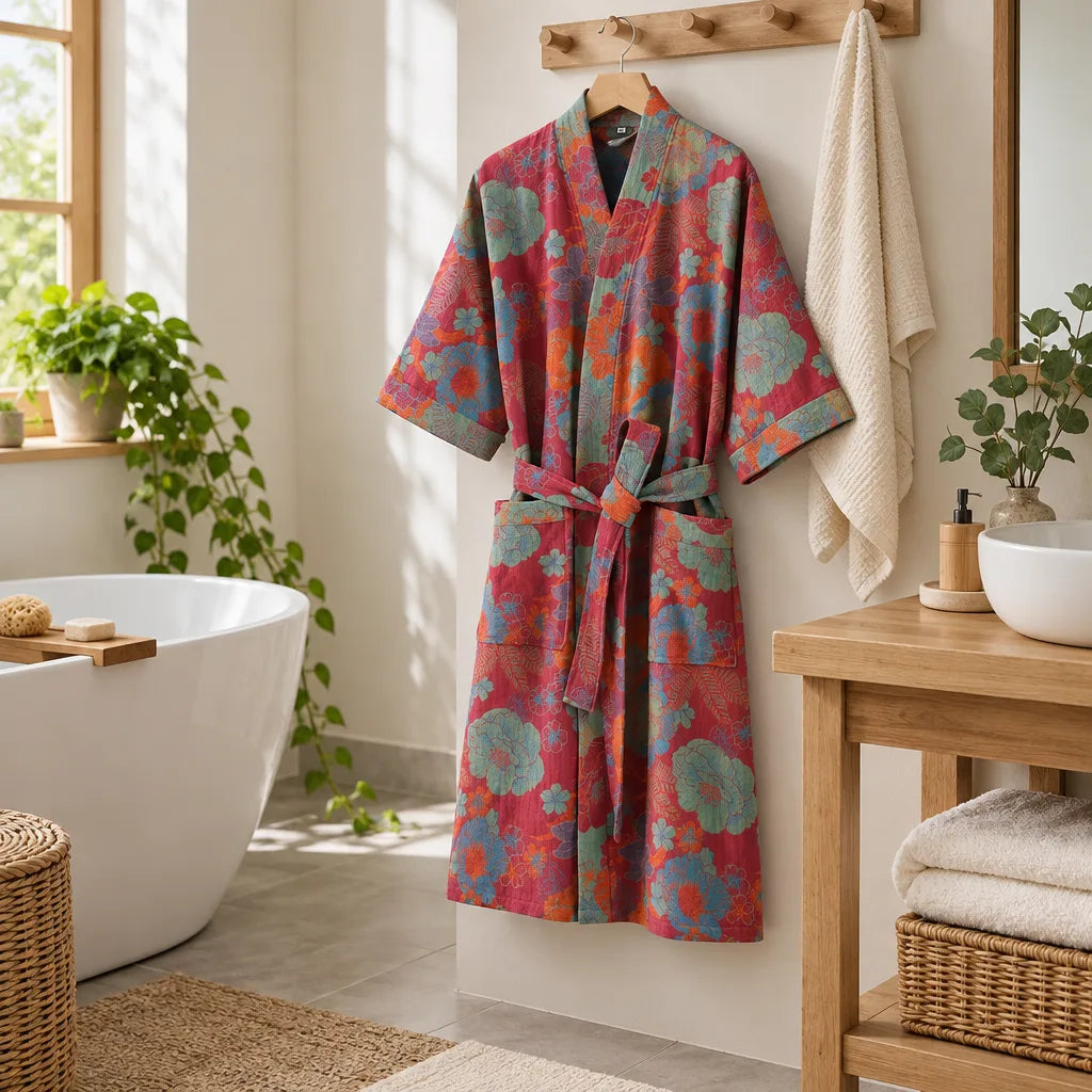 Peignoir kimono coton multicolore