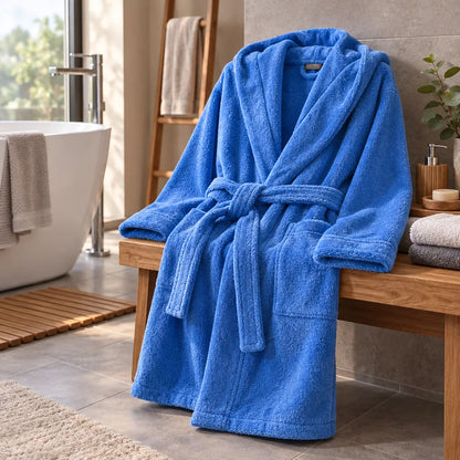 Peignoir homme coton bleu