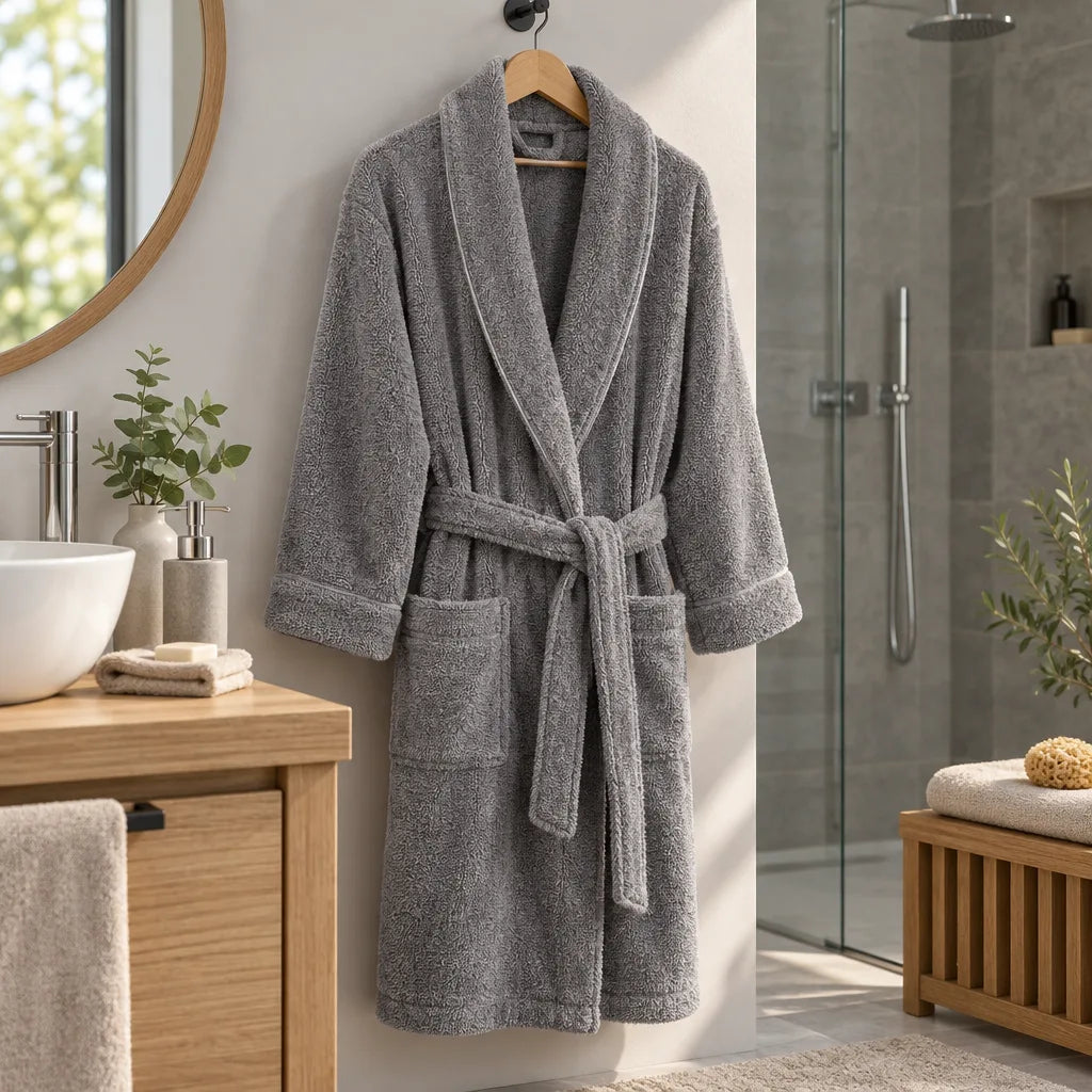 Peignoir coton éponge gris