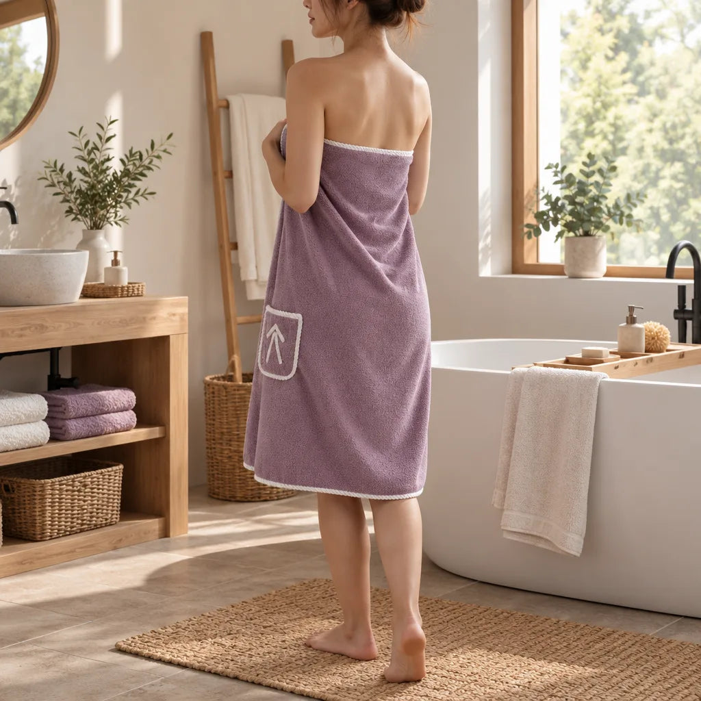 Serviette peignoir polyvalente violette
