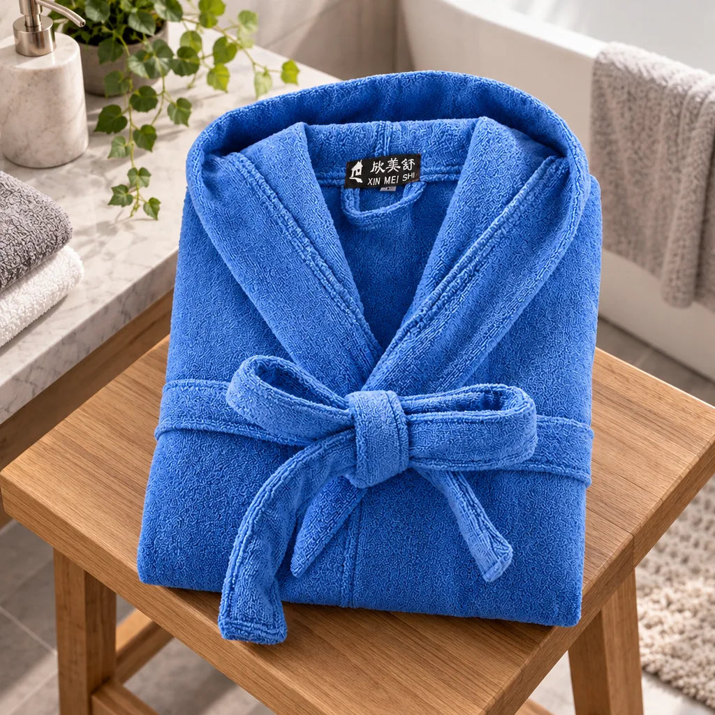 Peignoir homme coton bleu