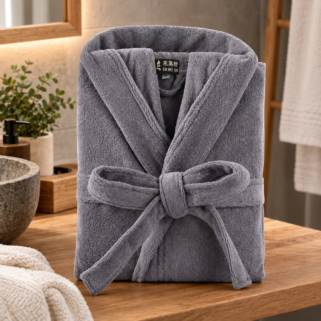 Peignoir homme long gris
