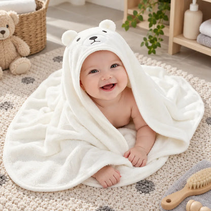 Serviette bébé capuche ours