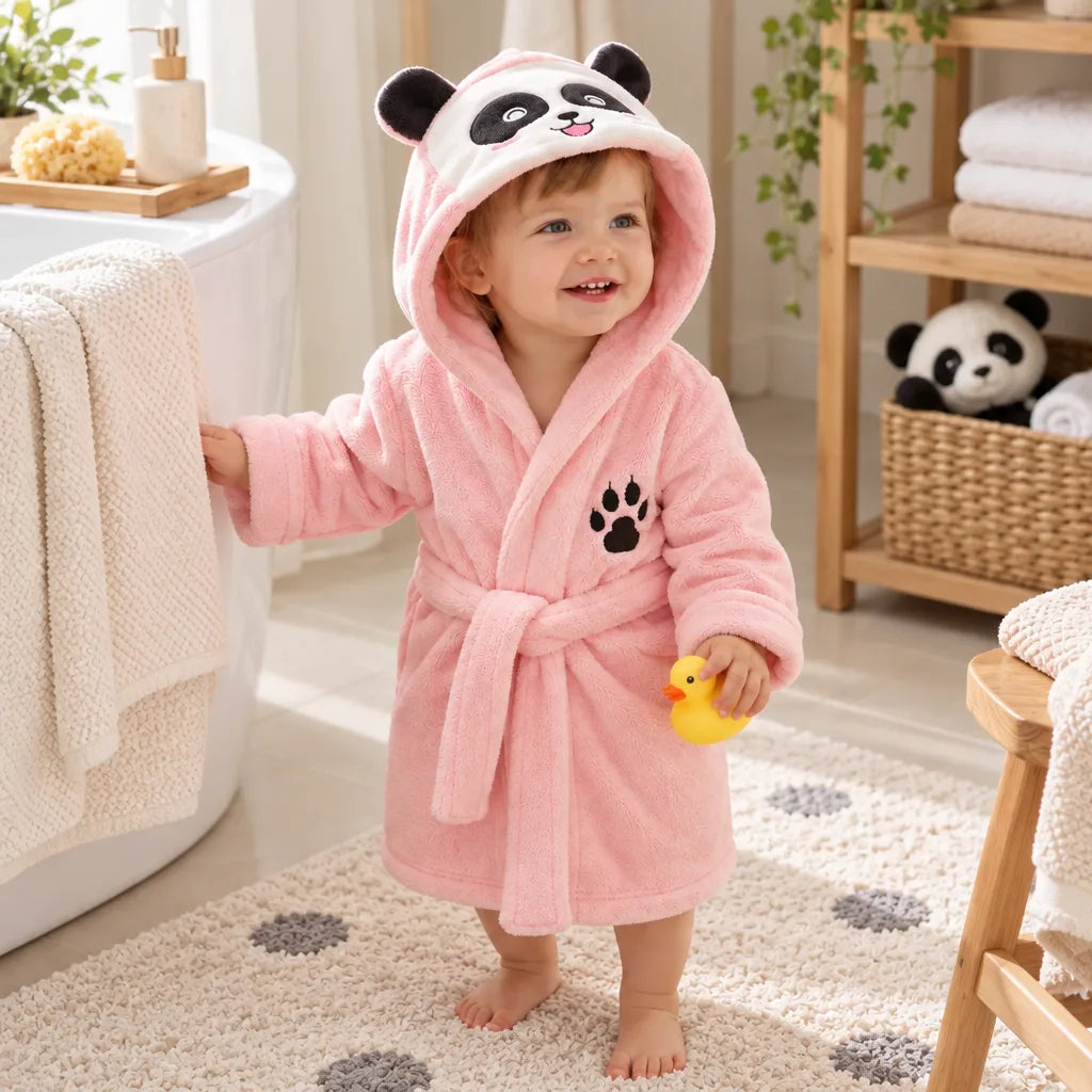 Peignoir bébé panda capuche