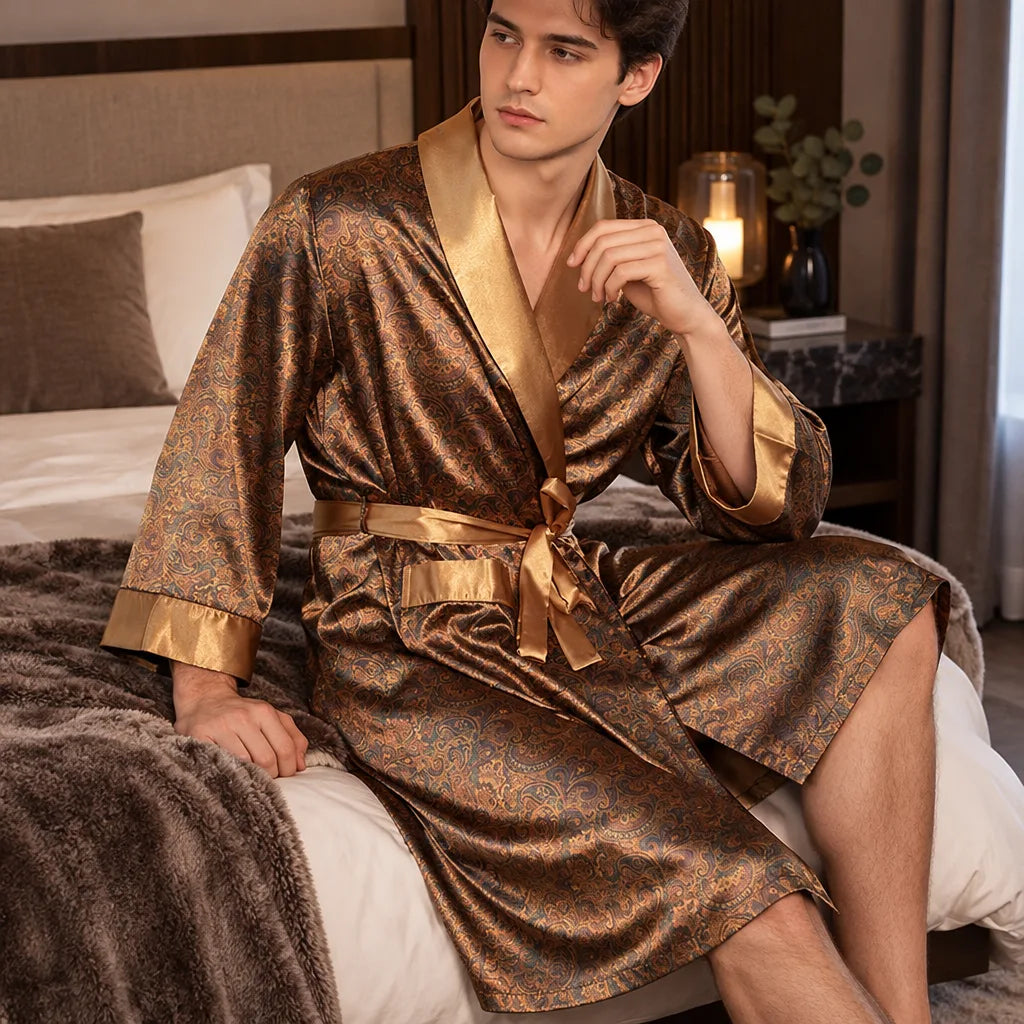 Peignoir kimono homme satin