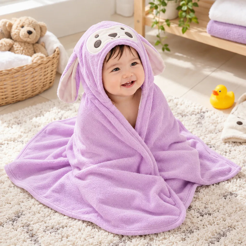 Serviette bébé capuche singe