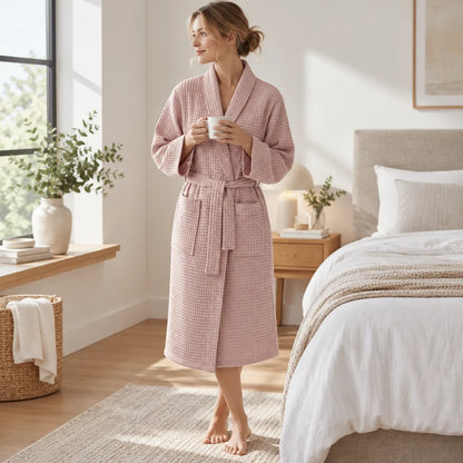 Peignoir Kimono Coton Gaufre