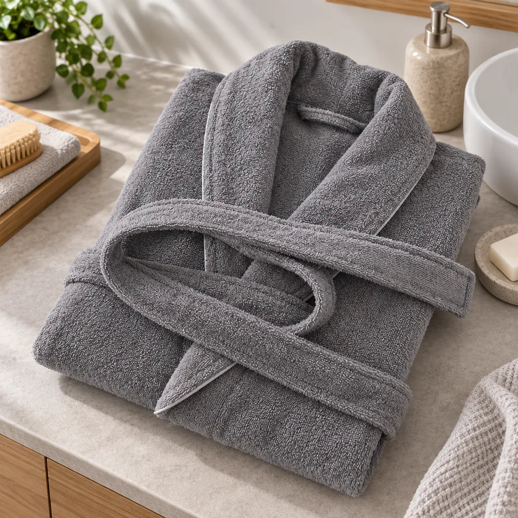 Peignoir coton éponge gris