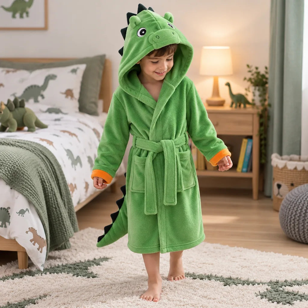 Peignoir dinosaure enfant flanelle
