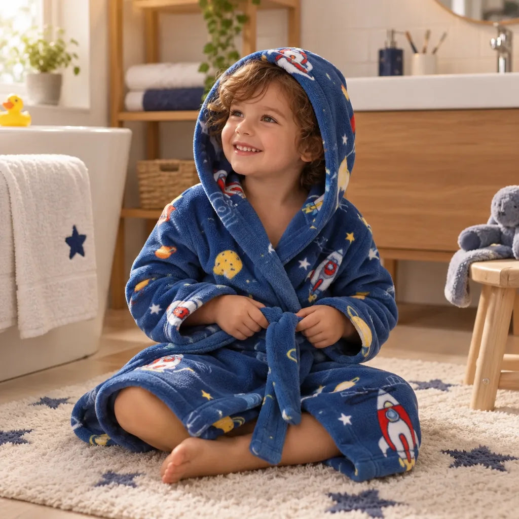 Peignoir enfant flanelle capuche