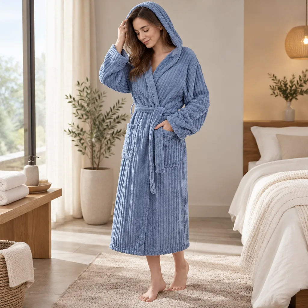 Peignoir bleu brume à