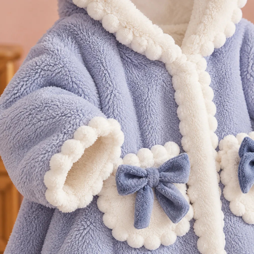 Peignoir enfant molleton corail