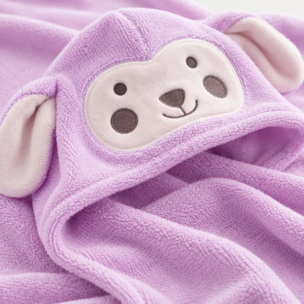 Serviette bébé capuche singe