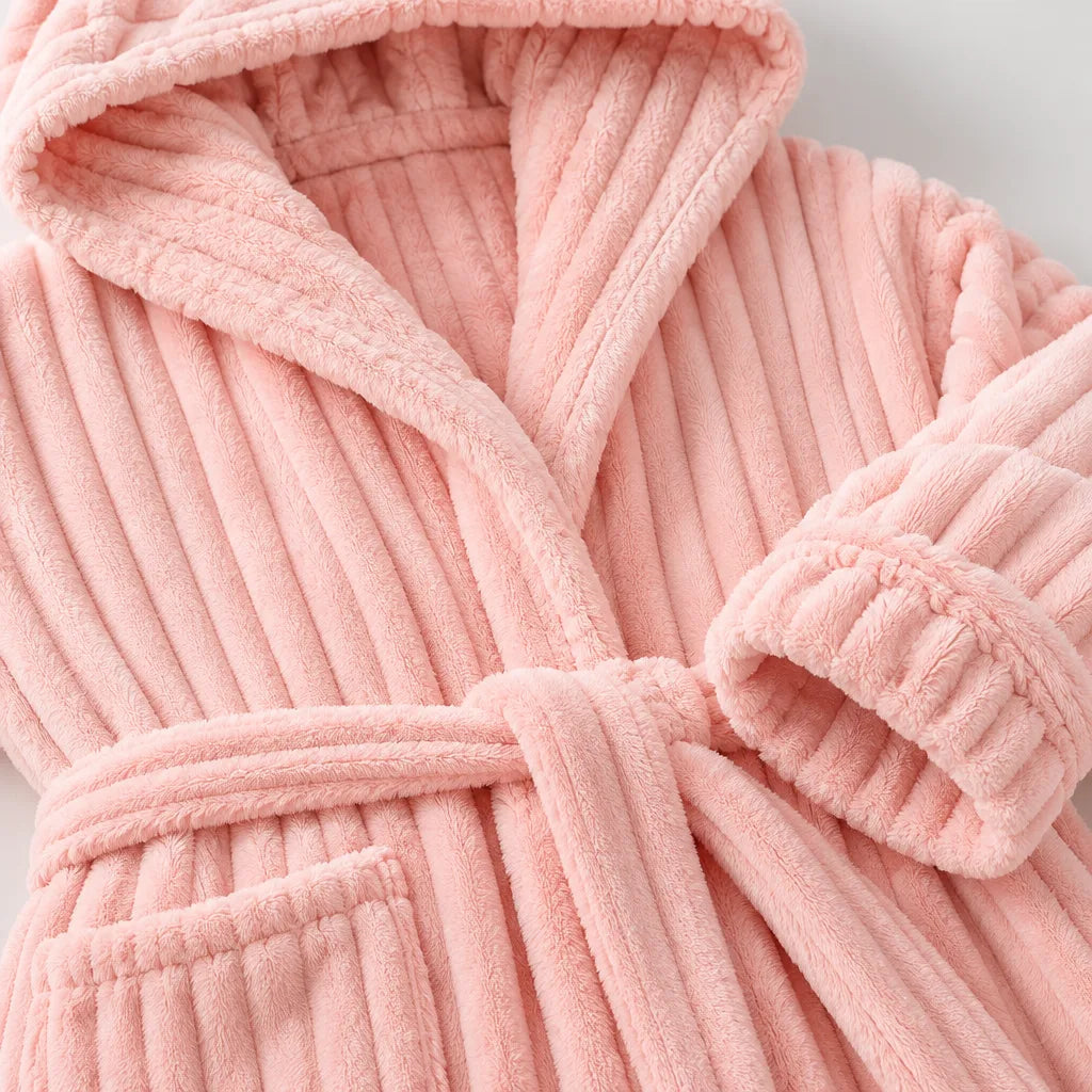 Peignoir molleton corail rayures