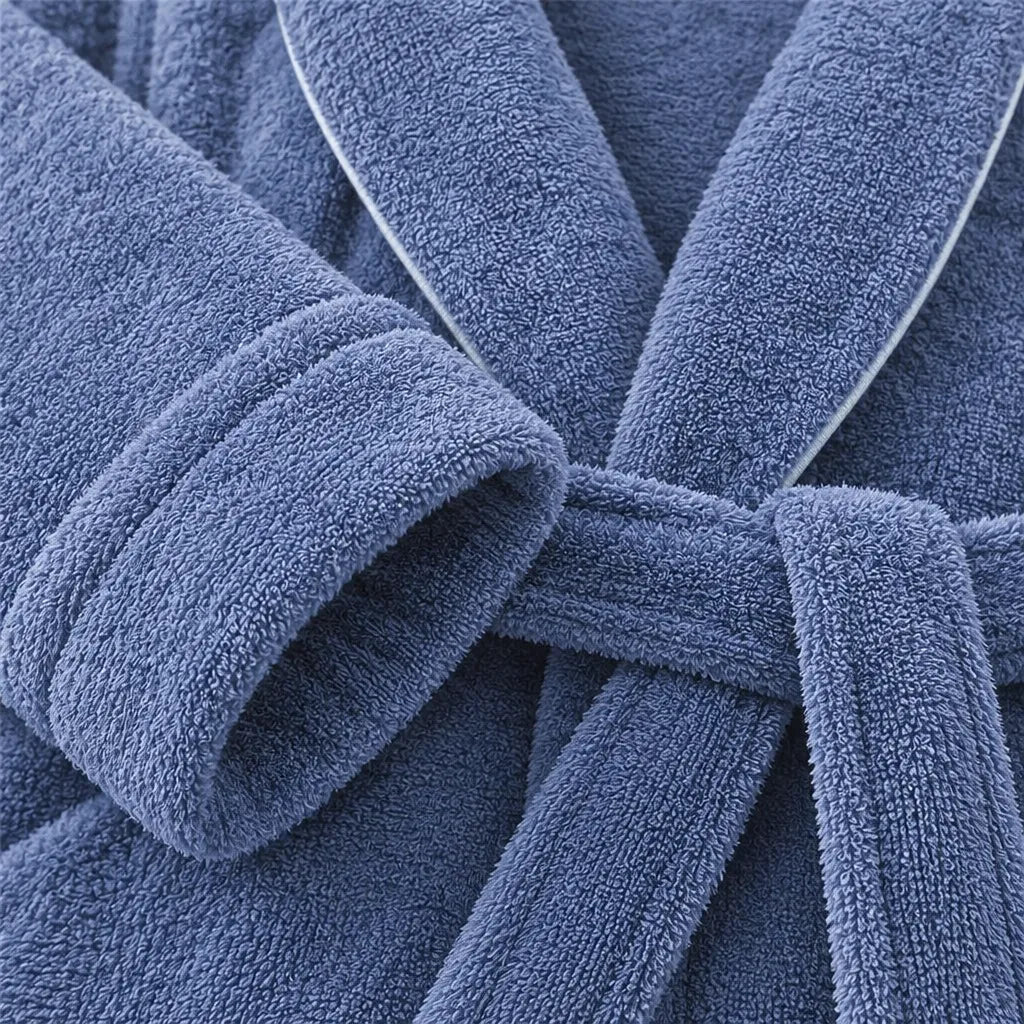 Peignoir éponge bleu coton
