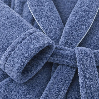 Peignoir éponge bleu coton