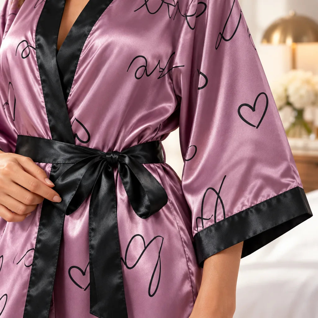 Peignoir kimono léopard violet