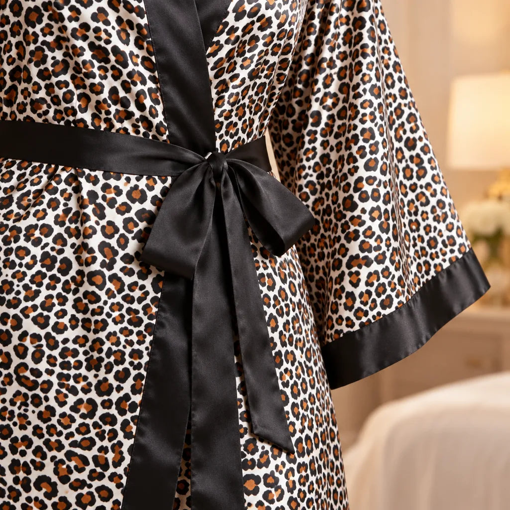 Peignoir kimono satin imprimé