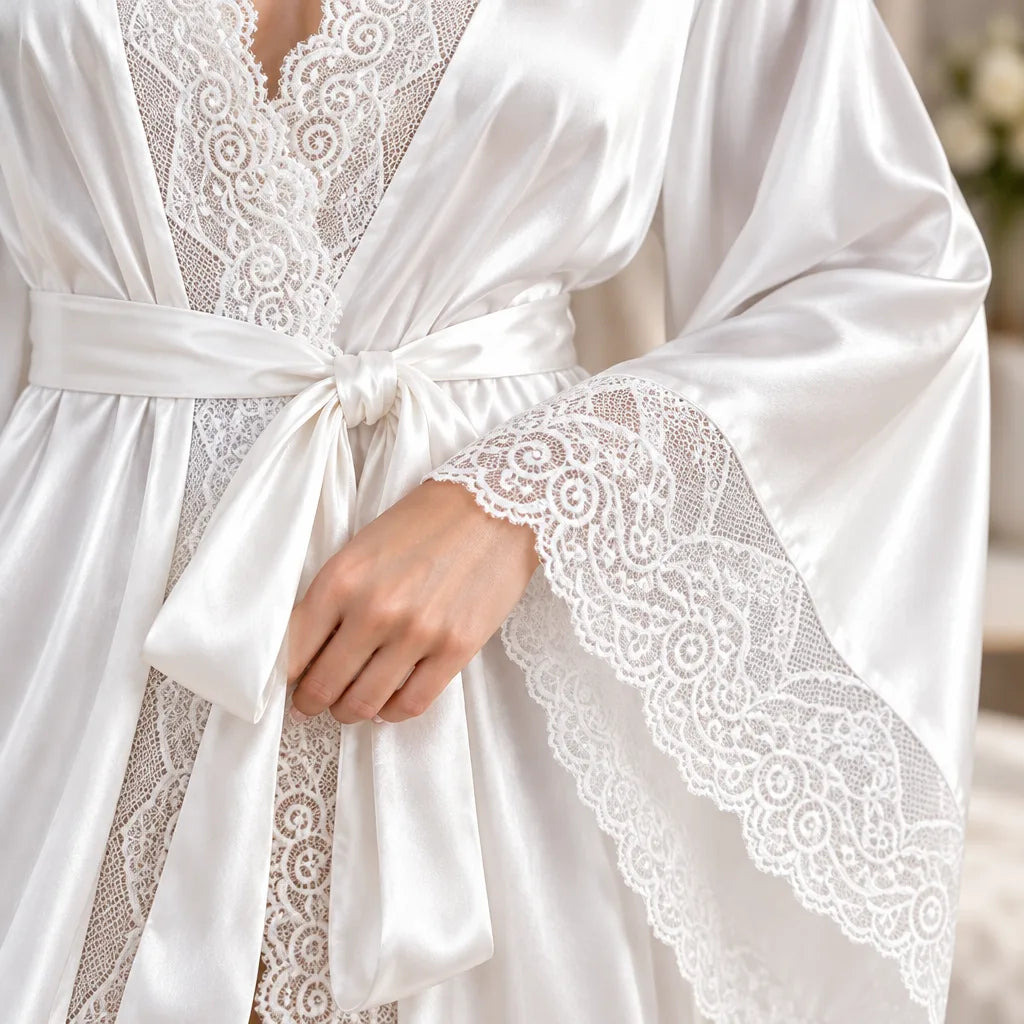 Peignoir long satin de