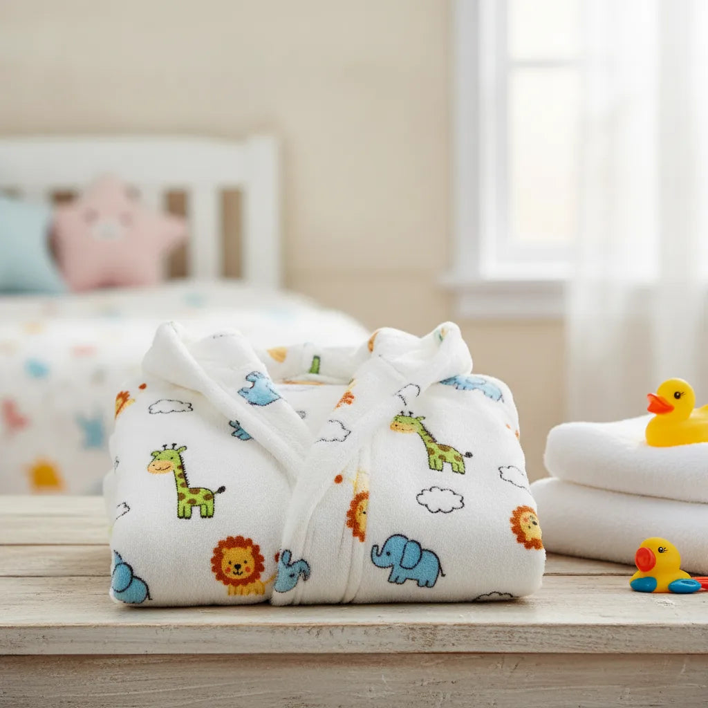 Peignoir enfant flanelle capuche