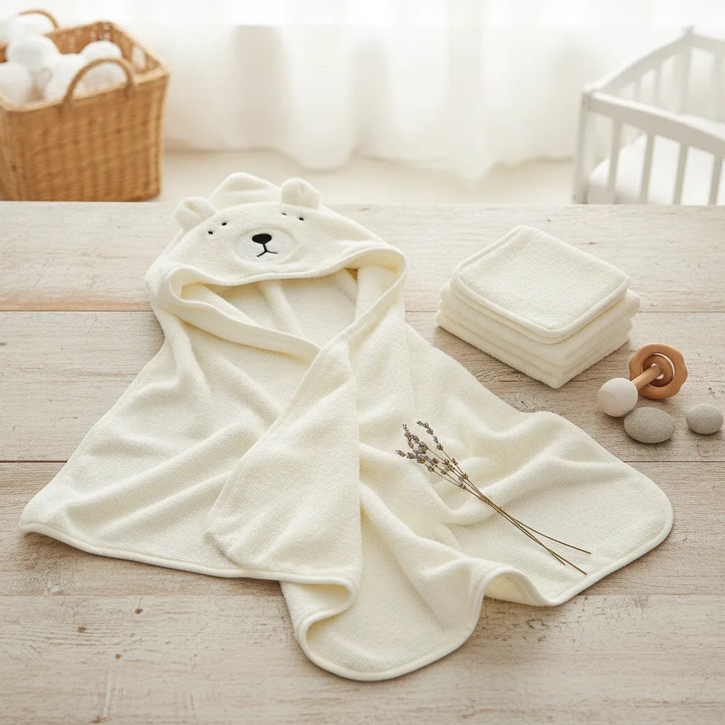 Peignoir bébé avec capuche
