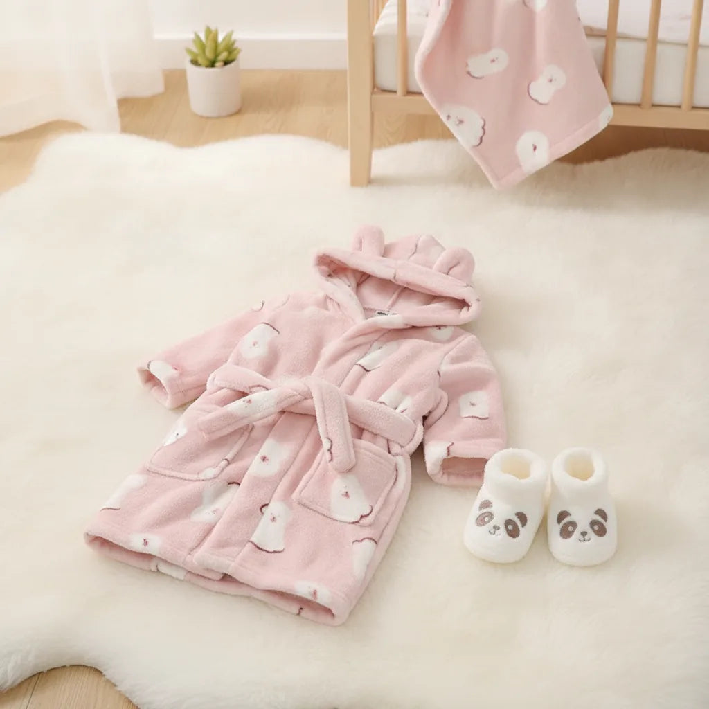 Peignoir bébé panda capuche