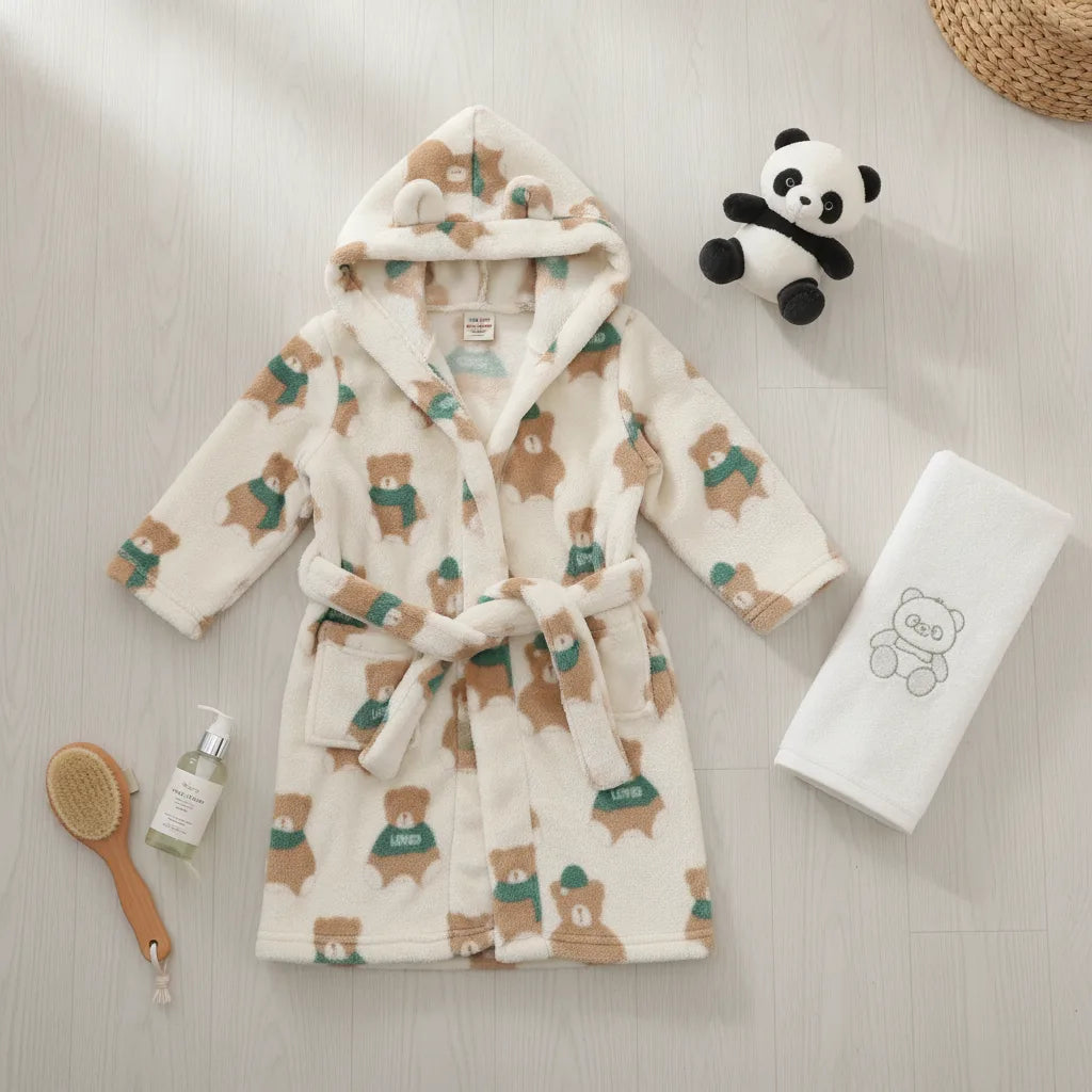 Peignoir bébé panda capuche