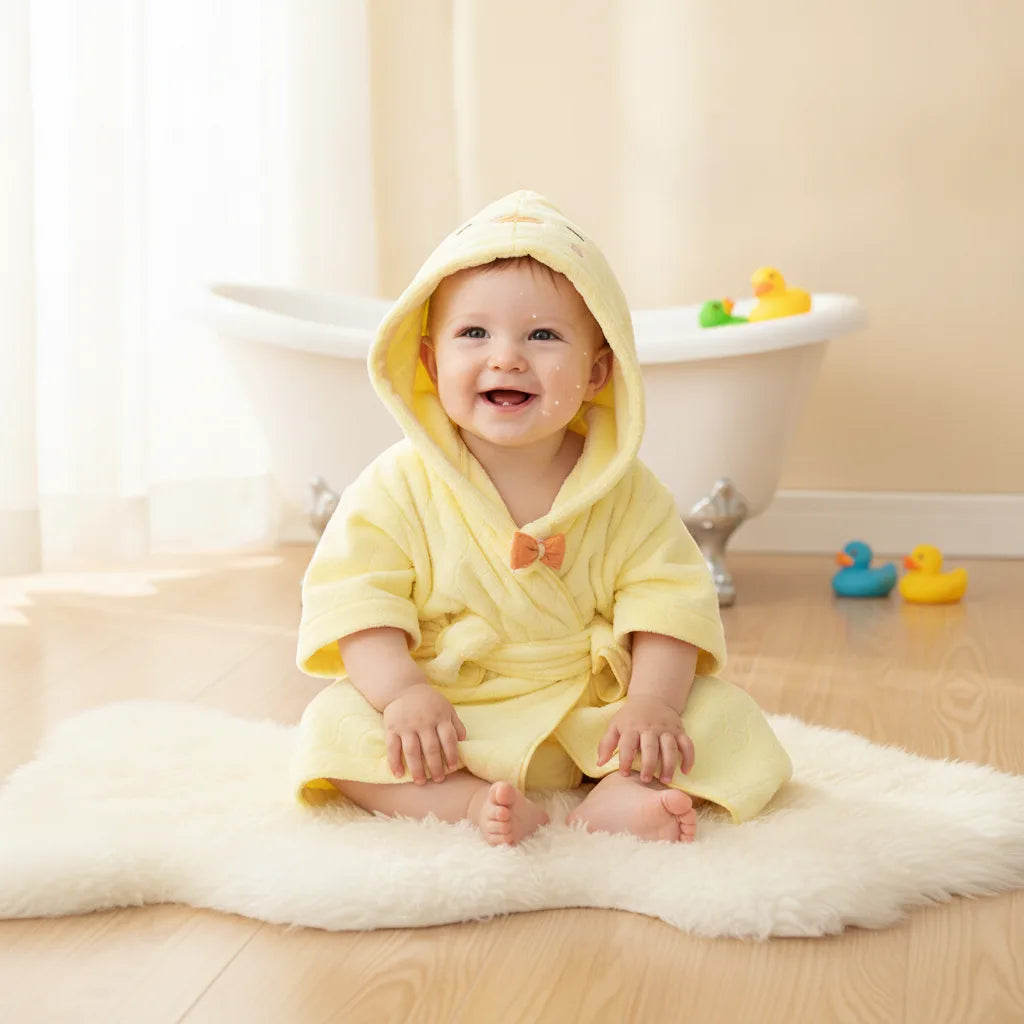 Peignoir bébé avec capuche