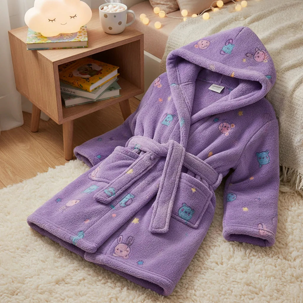 Peignoir enfant flanelle capuche