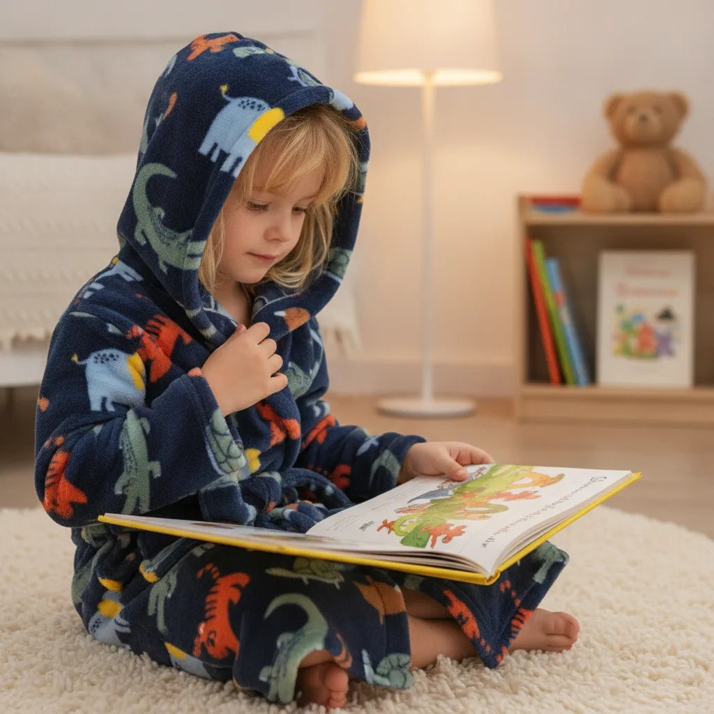 Peignoir enfant flanelle capuche
