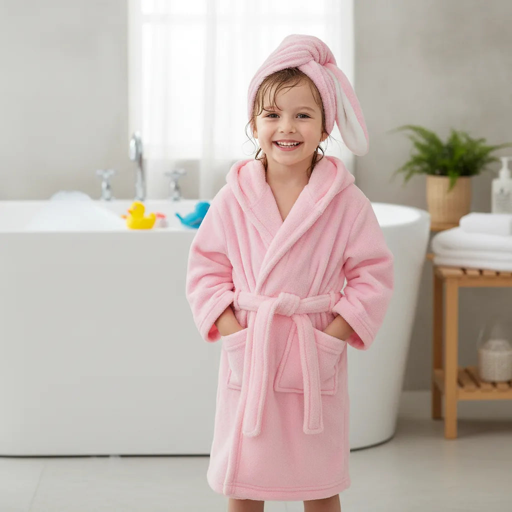 Peignoir enfant motif lapin